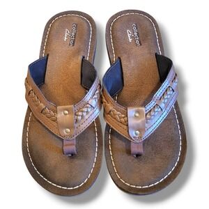 Clarks Women's Brown Fenner Nerice Braided Thong Flip Flops Size 6